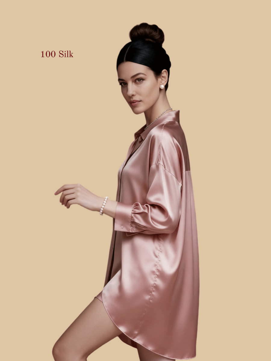 Loose silk shirt dress