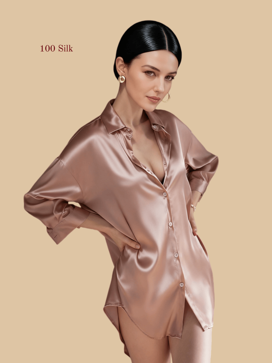 Loose silk shirt dress