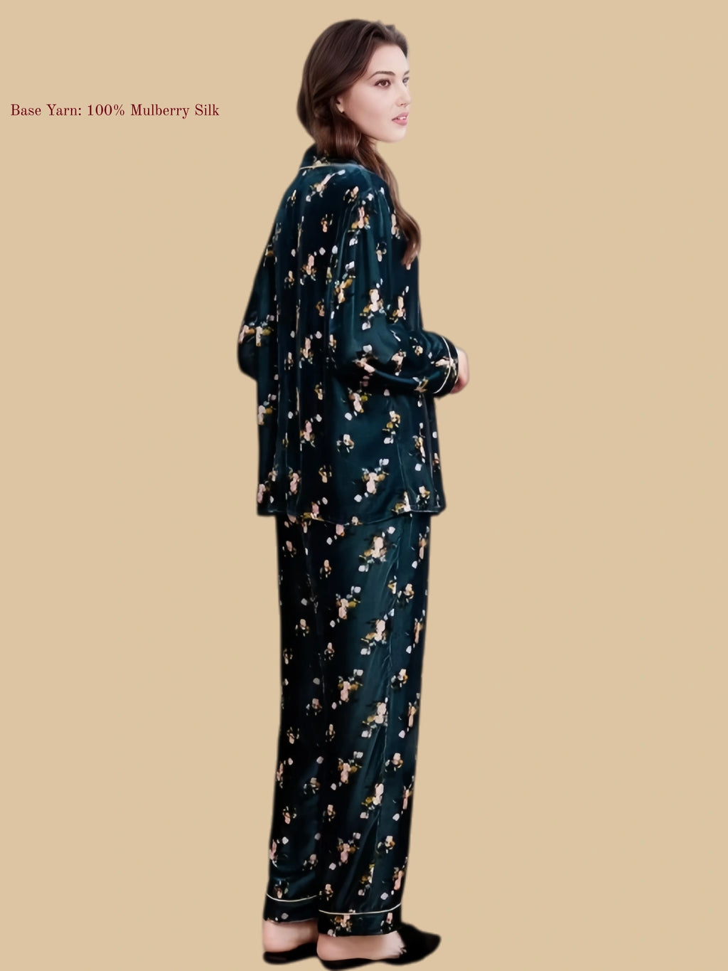 Luxury Silk Velvet Pajama Pants Set - 100% Mulberry Silk Silk Nightgown And Robe Set | Silkgala