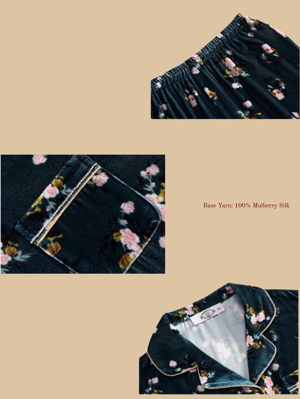 Luxury Silk Velvet Pajama Pants Set - 100% Mulberry Silk Silk Nightgown And Robe Set | Silkgala