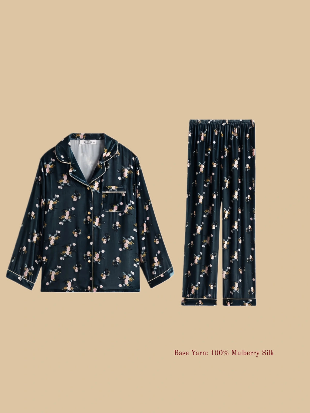 Luxury Silk Velvet Pajama Pants Set - 100% Mulberry Silk Silk Nightgown And Robe Set | Silkgala