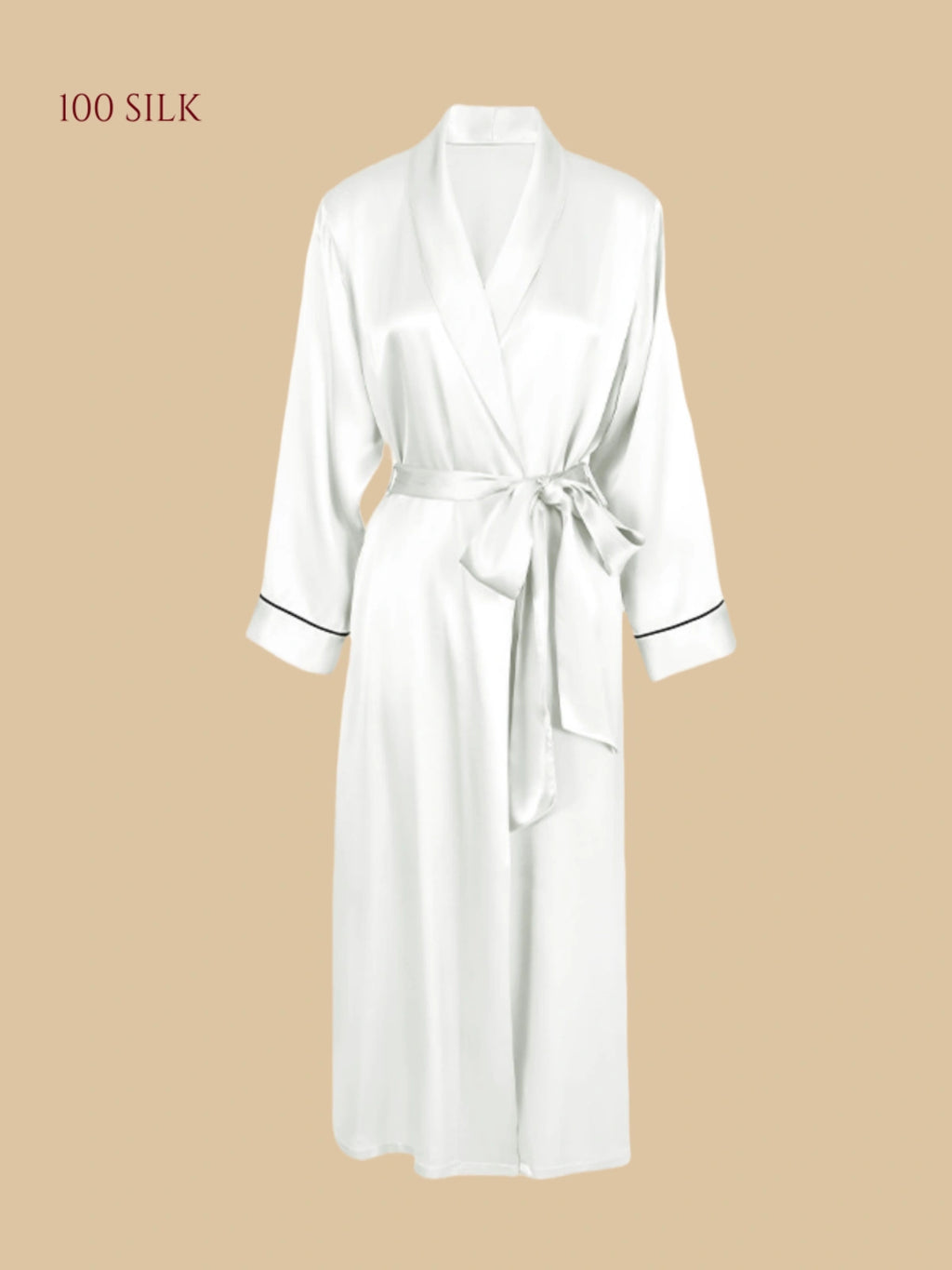 Romantic white 16MM Mulberry Silk Nightgown with Silk Belt | Silkgala