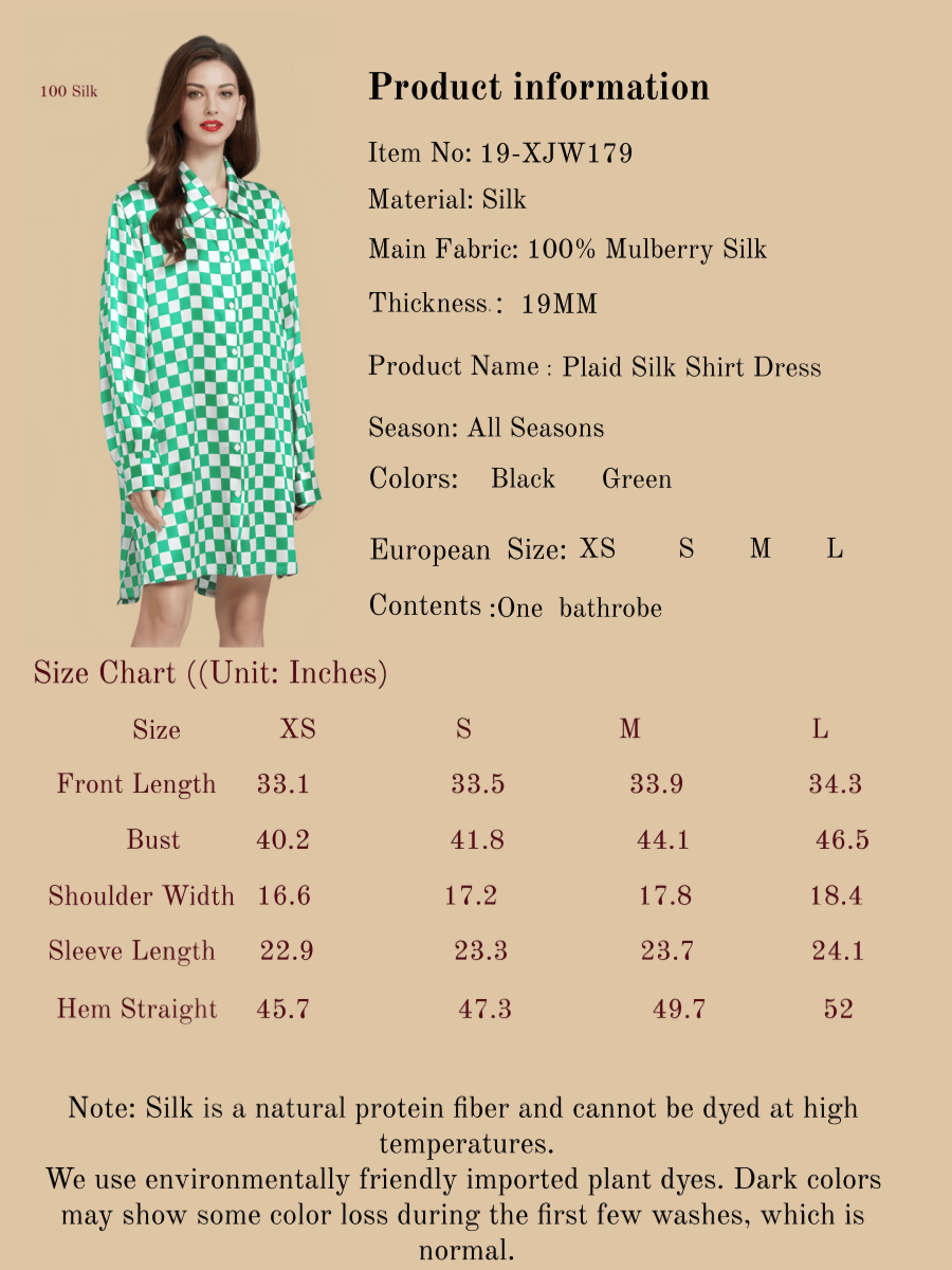 Plaid Silk Shirt Dress