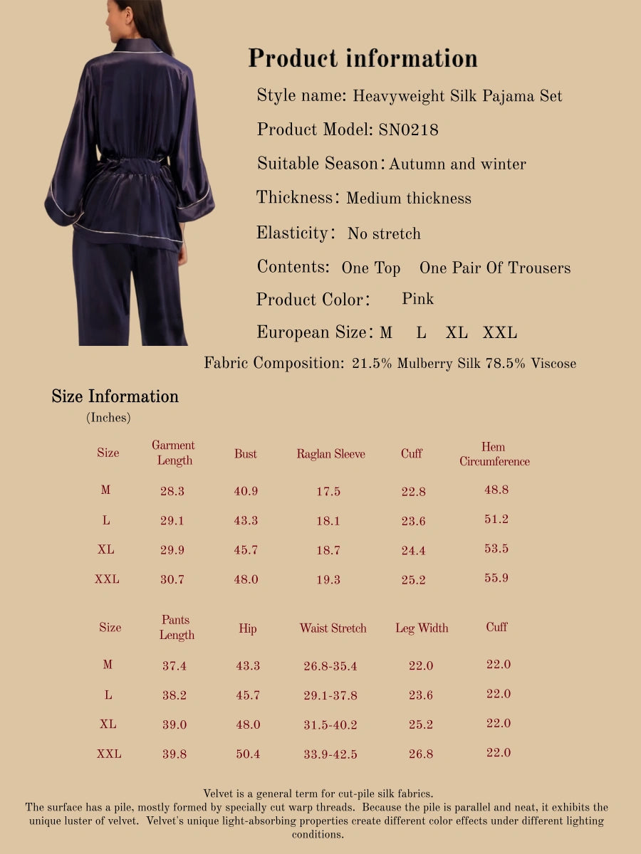 Premium Silk Velvet Two Piece Pants Set - 100% Mulberry Silk Silk Nightgown And Robe Set | Silkgala