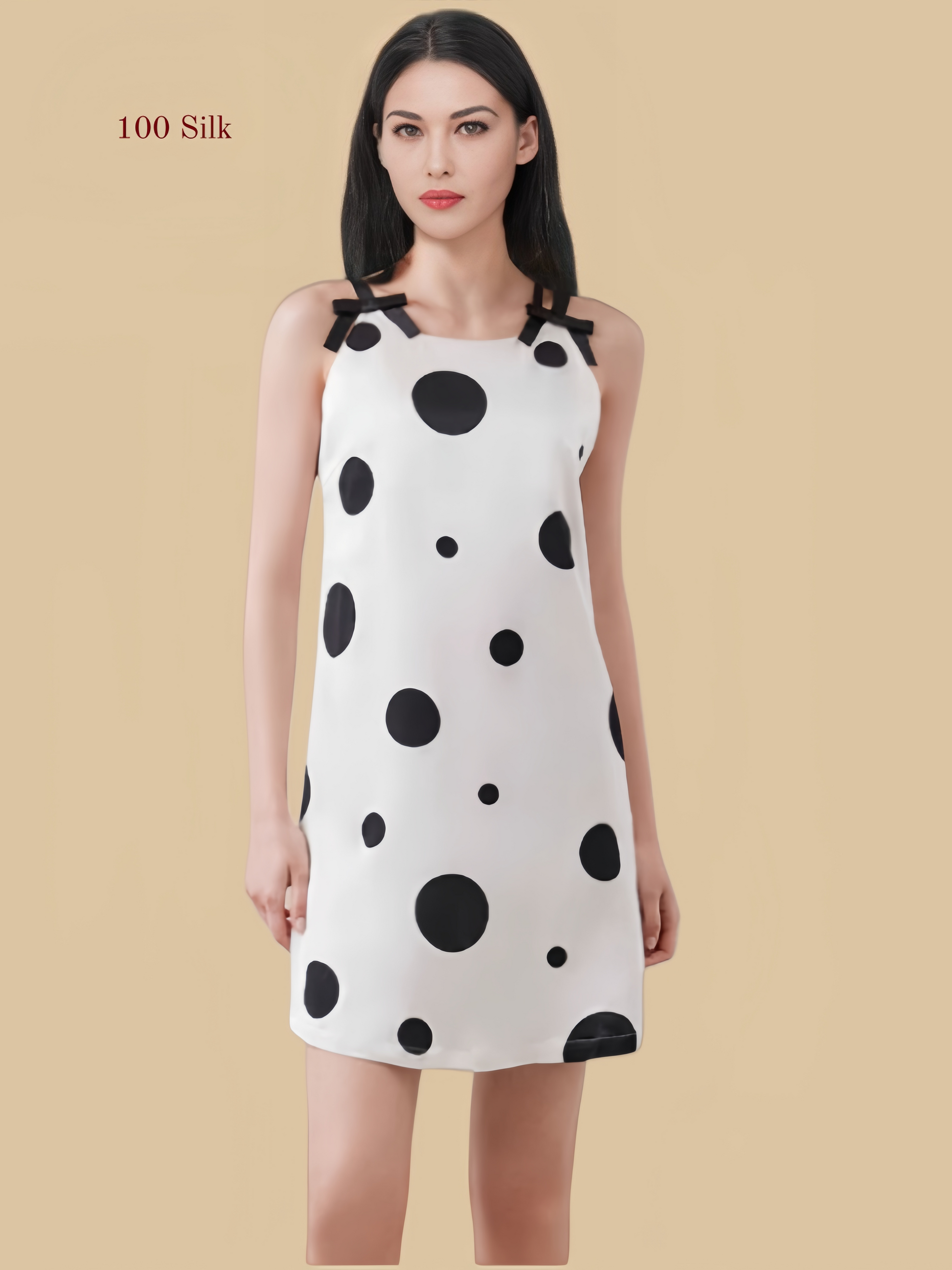 Women's Printed White Silk Slip Dress