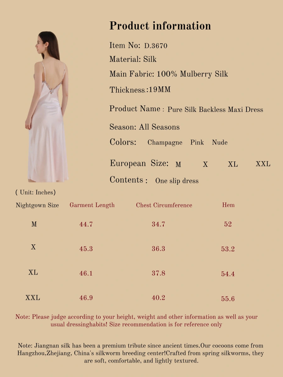 Pure Silk Backless Maxi Dress