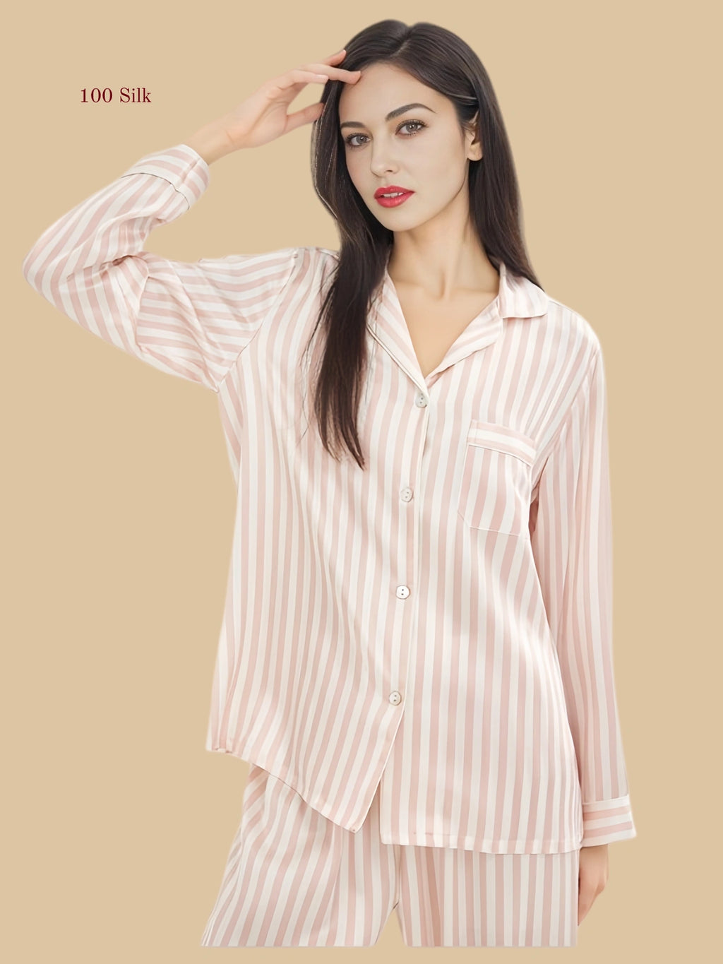 Silk Women's Striped Pajama Set
