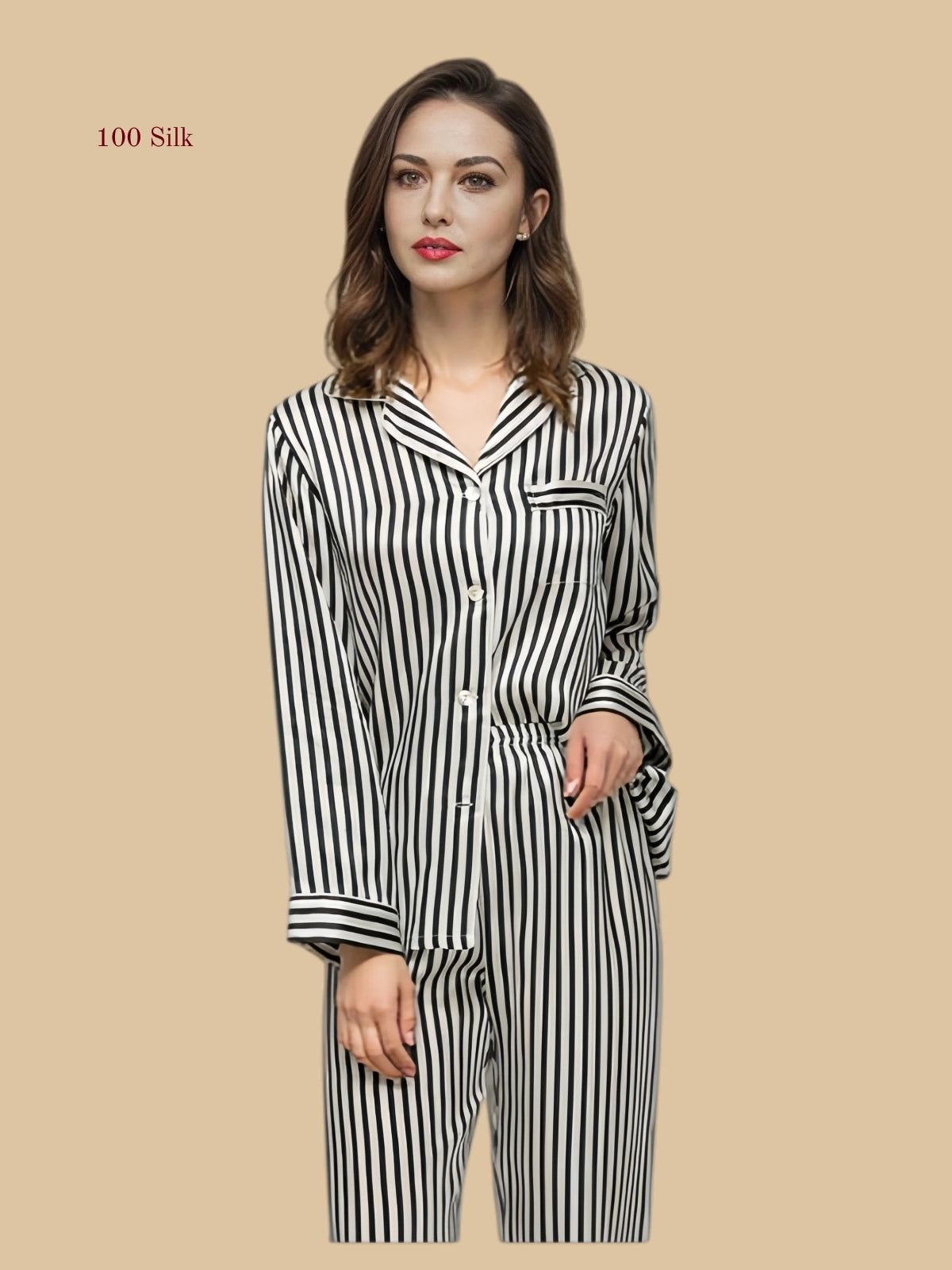 Silk Women's Striped Pajama Set