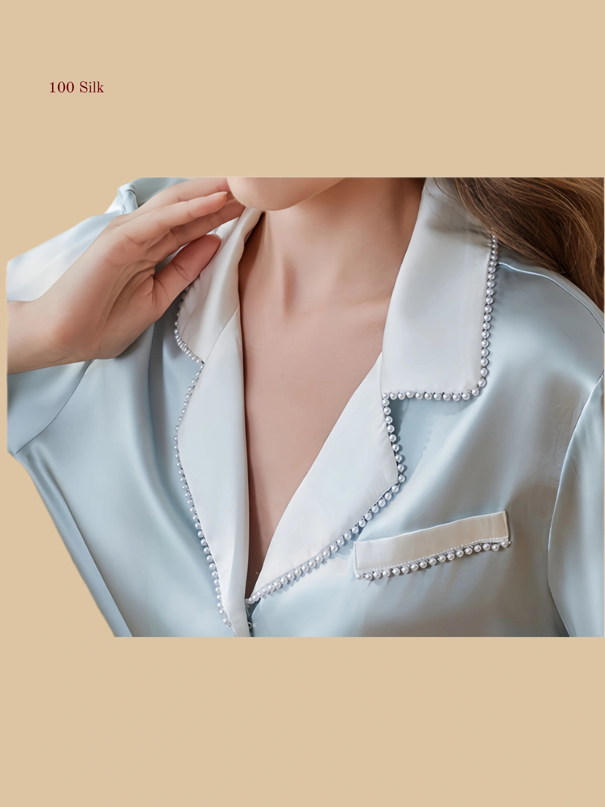 Pure Silk Button Up Pajama Sets For Women