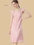 Pink 19mm textured silk sleep dress front view with soft A-line silhouette