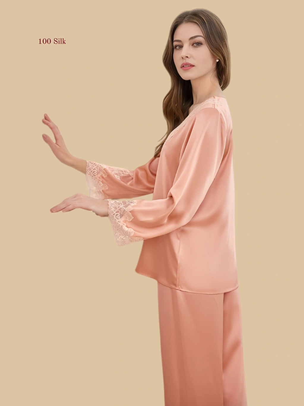 Pure Silk Long Sleeved Shorts Pajama Set