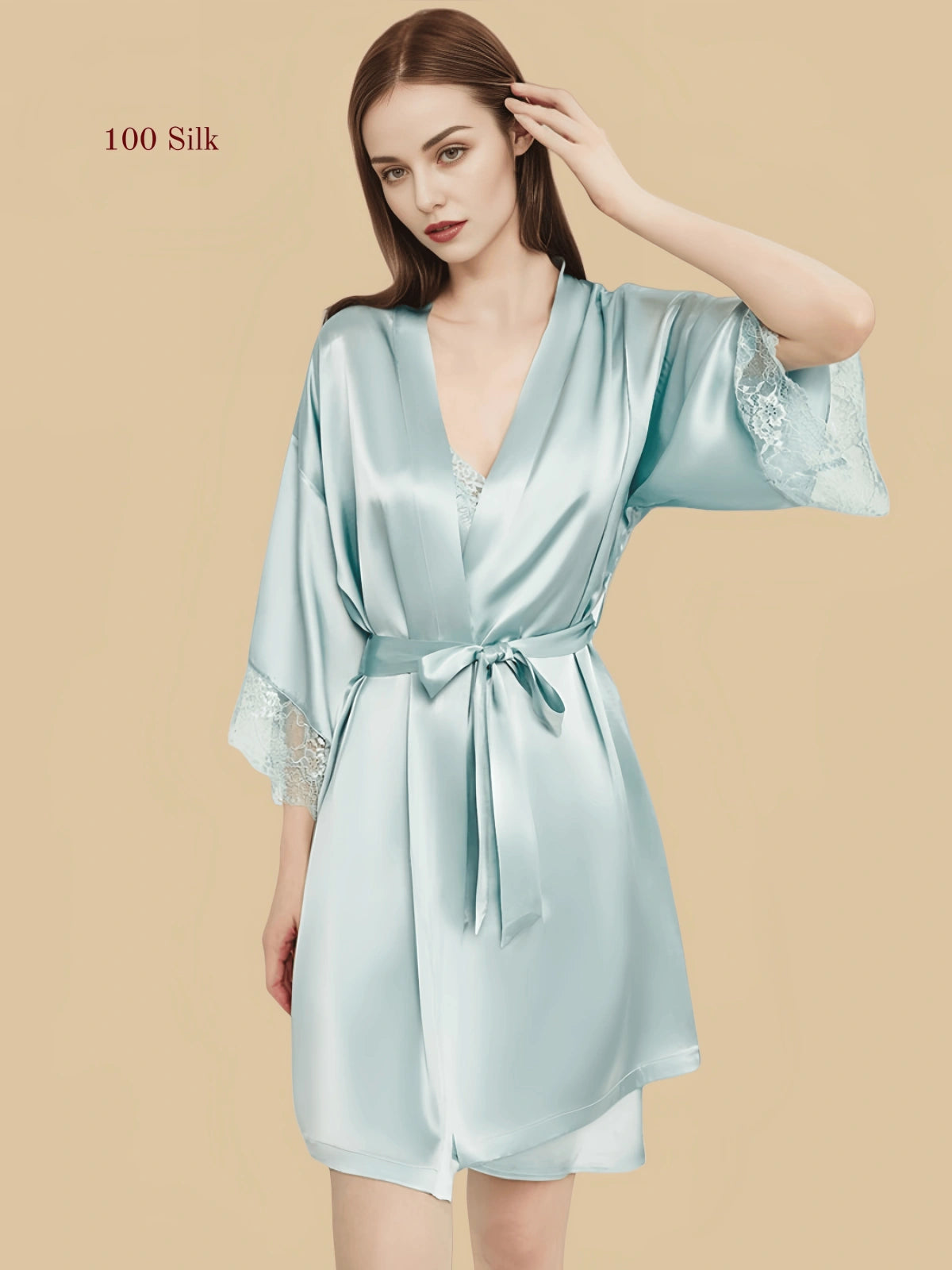Pure Silk Robe And Nightgown Set - 100% Mulberry Silk Silk Nightgown And Robe Set | Silkgala