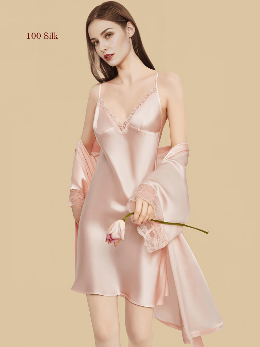 Pure Silk Robe And Nightgown Set