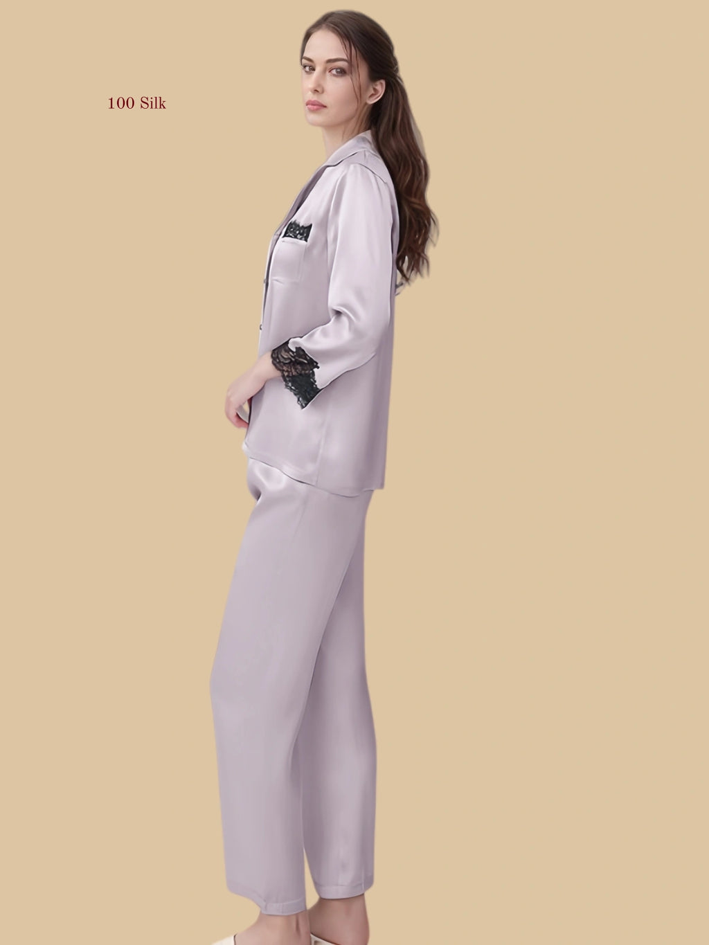 Pure Silk Women's Long Sleeved Button-Up Pajamas