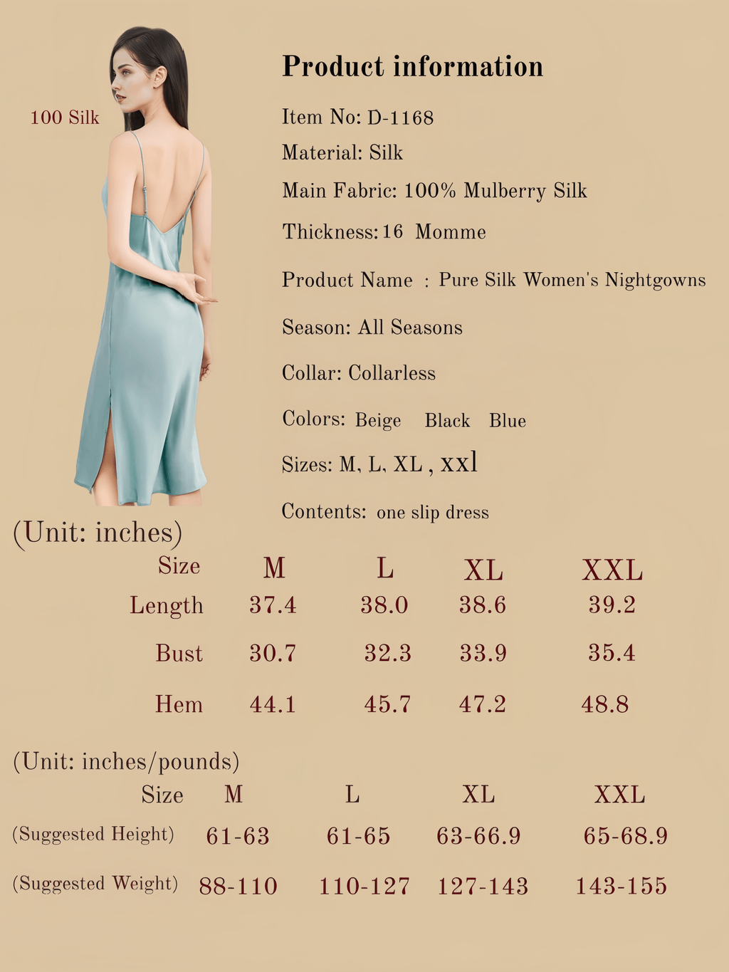 Pure Silk Women's Nightgowns