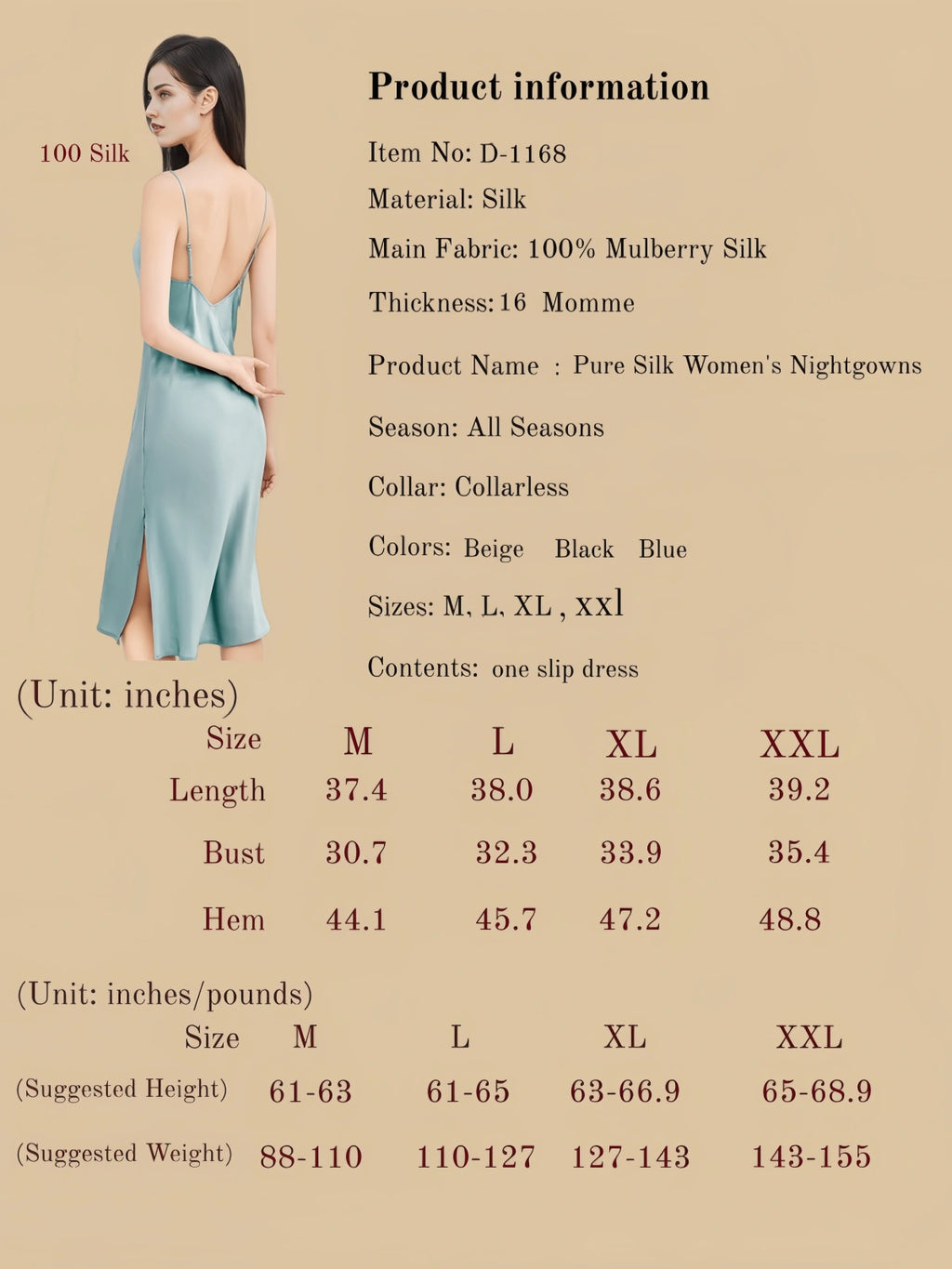 Pure Silk Women's Nightgowns