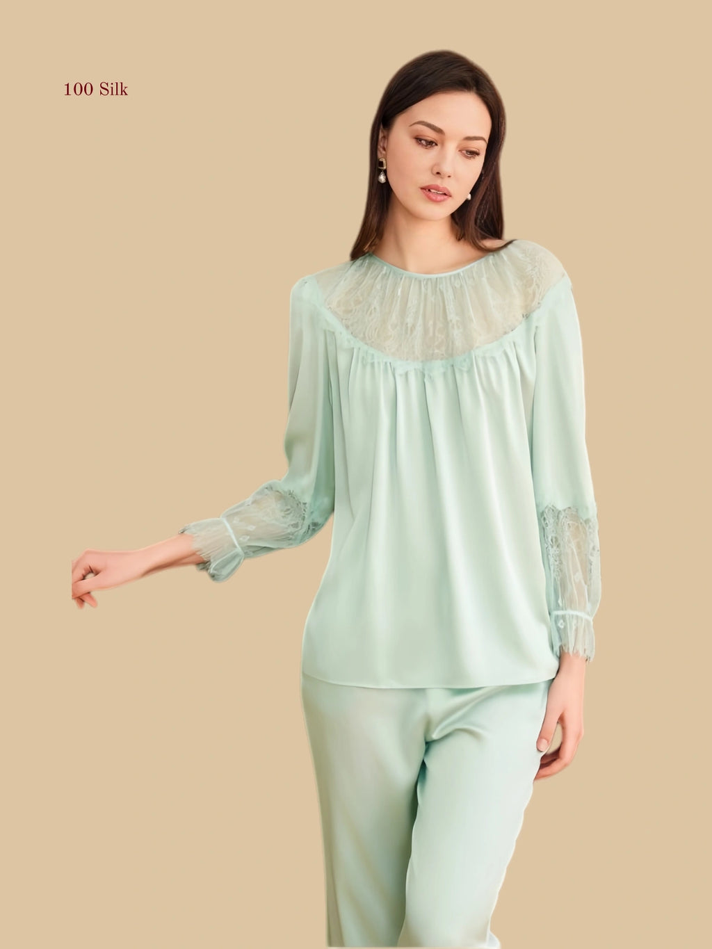 Pure silk women's capri pants set