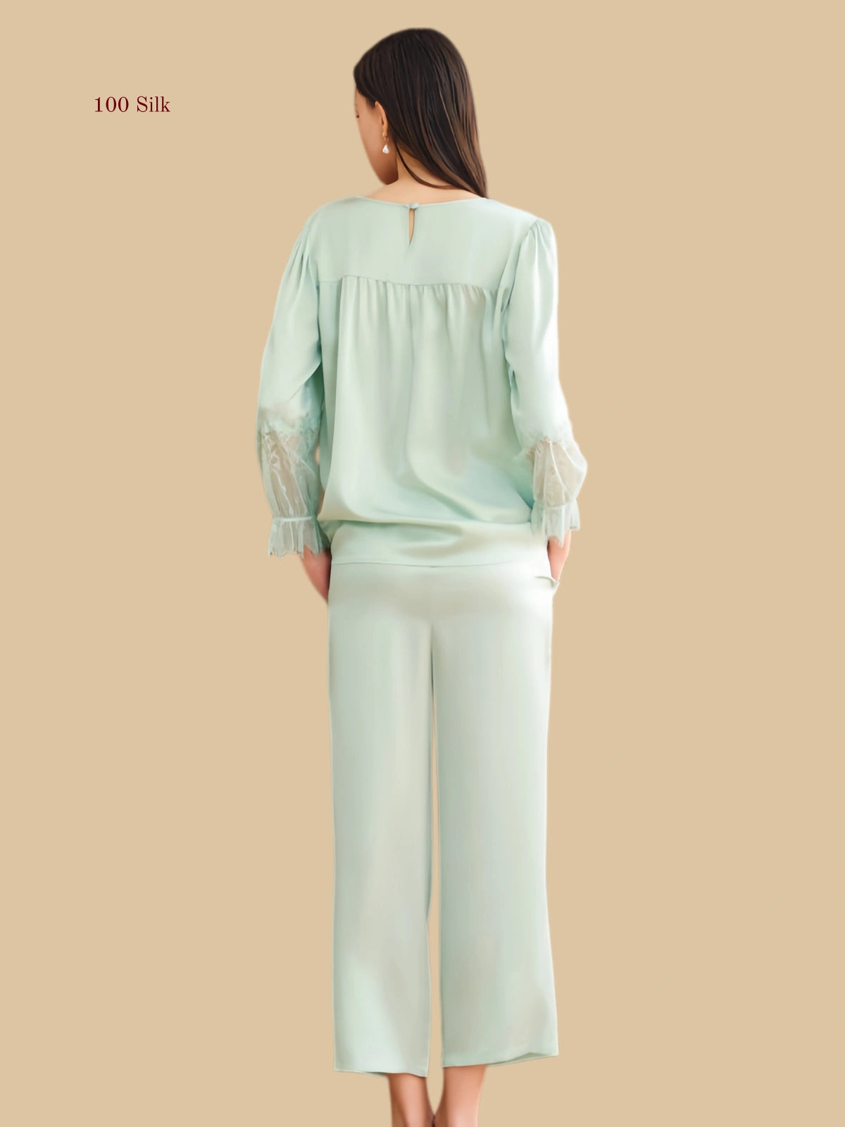 Pure silk women's capri pants set