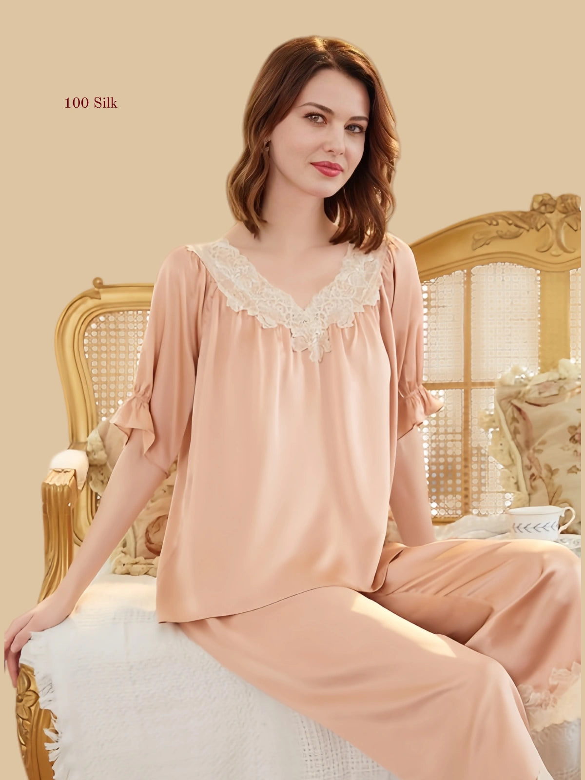 Pure Silk Women's Two Piece Pajamas