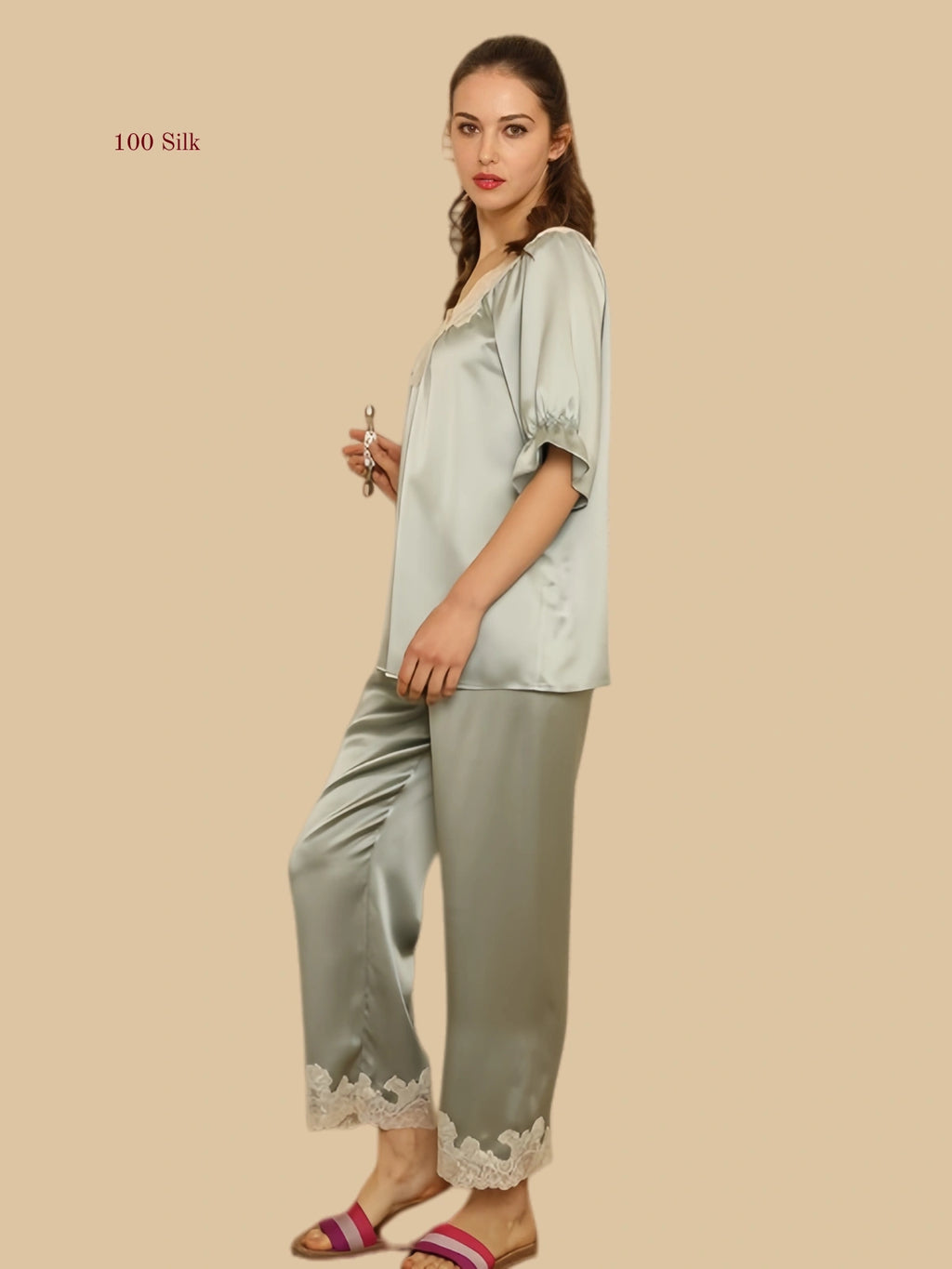 Pure Silk Women's Two Piece Pajamas