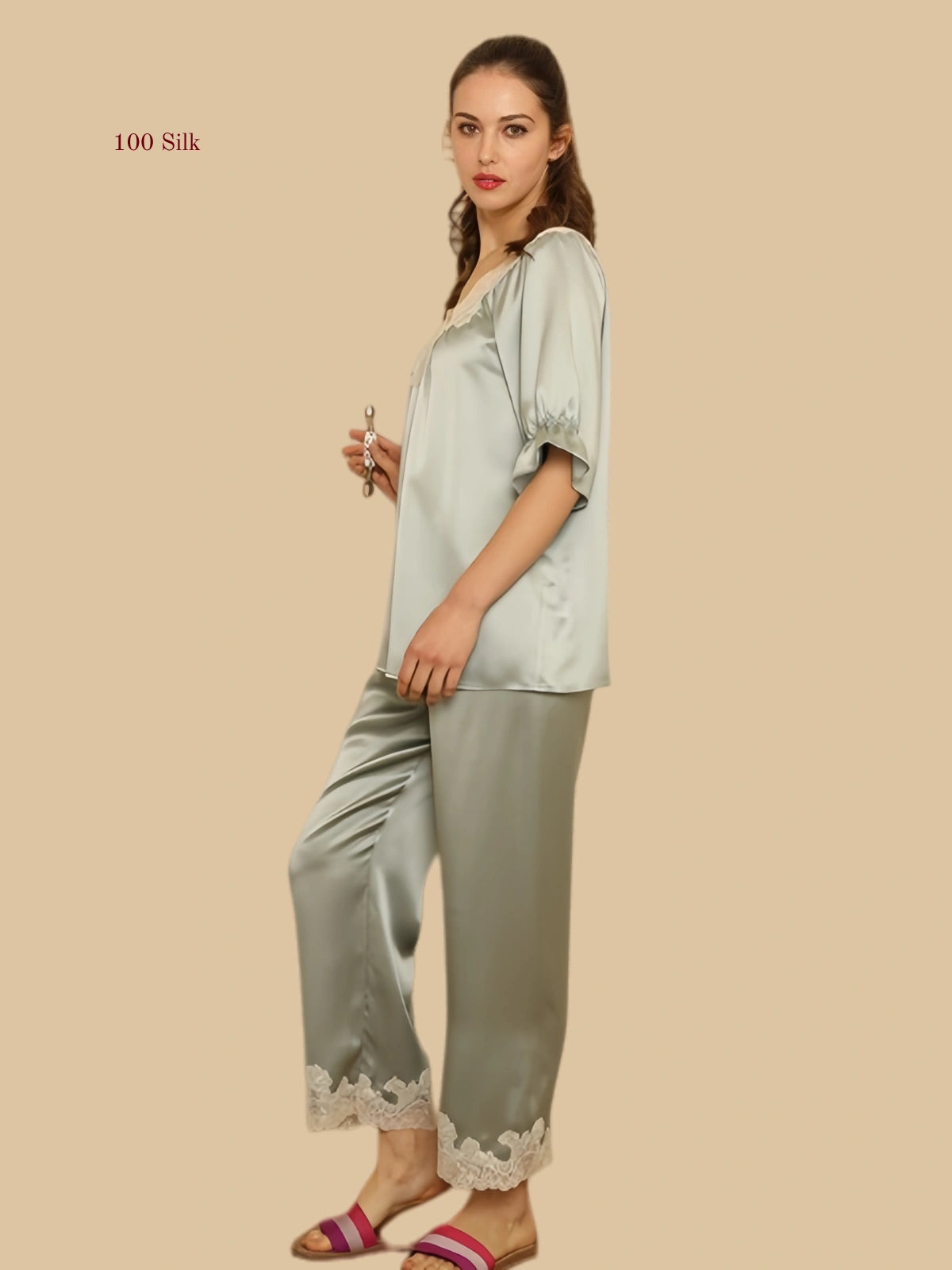 Pure Silk Women's Two Piece Pajamas