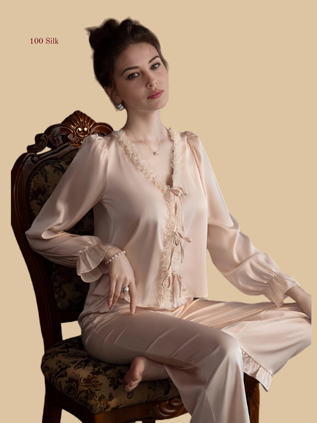 Refined Women's Silk Pajama Sets With Pants - 100% Mulberry Silk Silk Nightgown And Robe Set | Silkgala