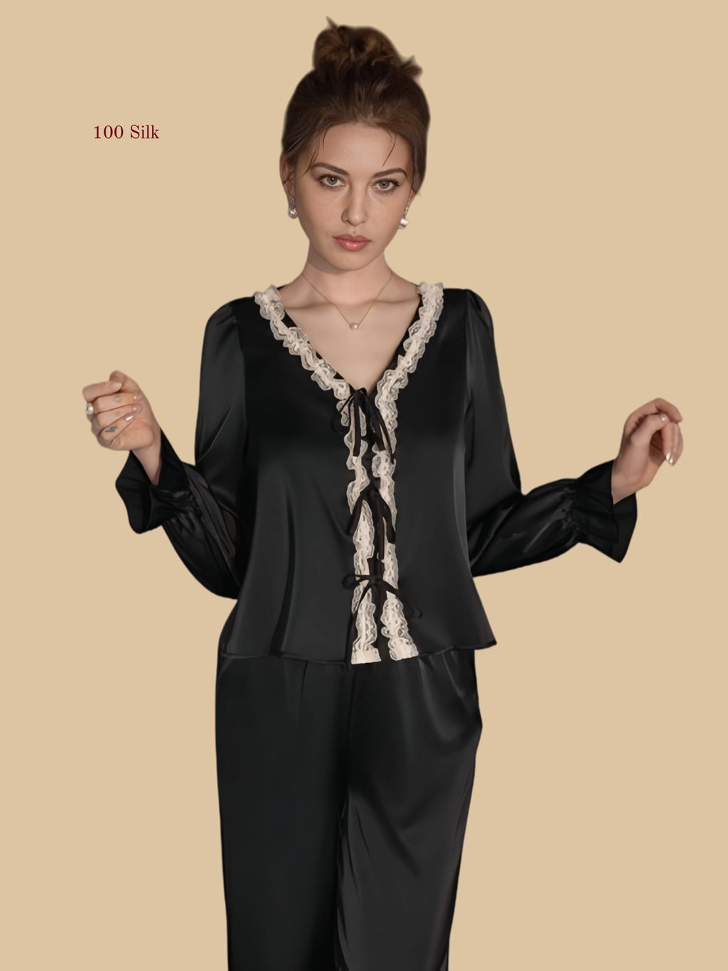 Refined Women's Silk Pajama Sets With Pants - 100% Mulberry Silk Silk Nightgown And Robe Set | Silkgala