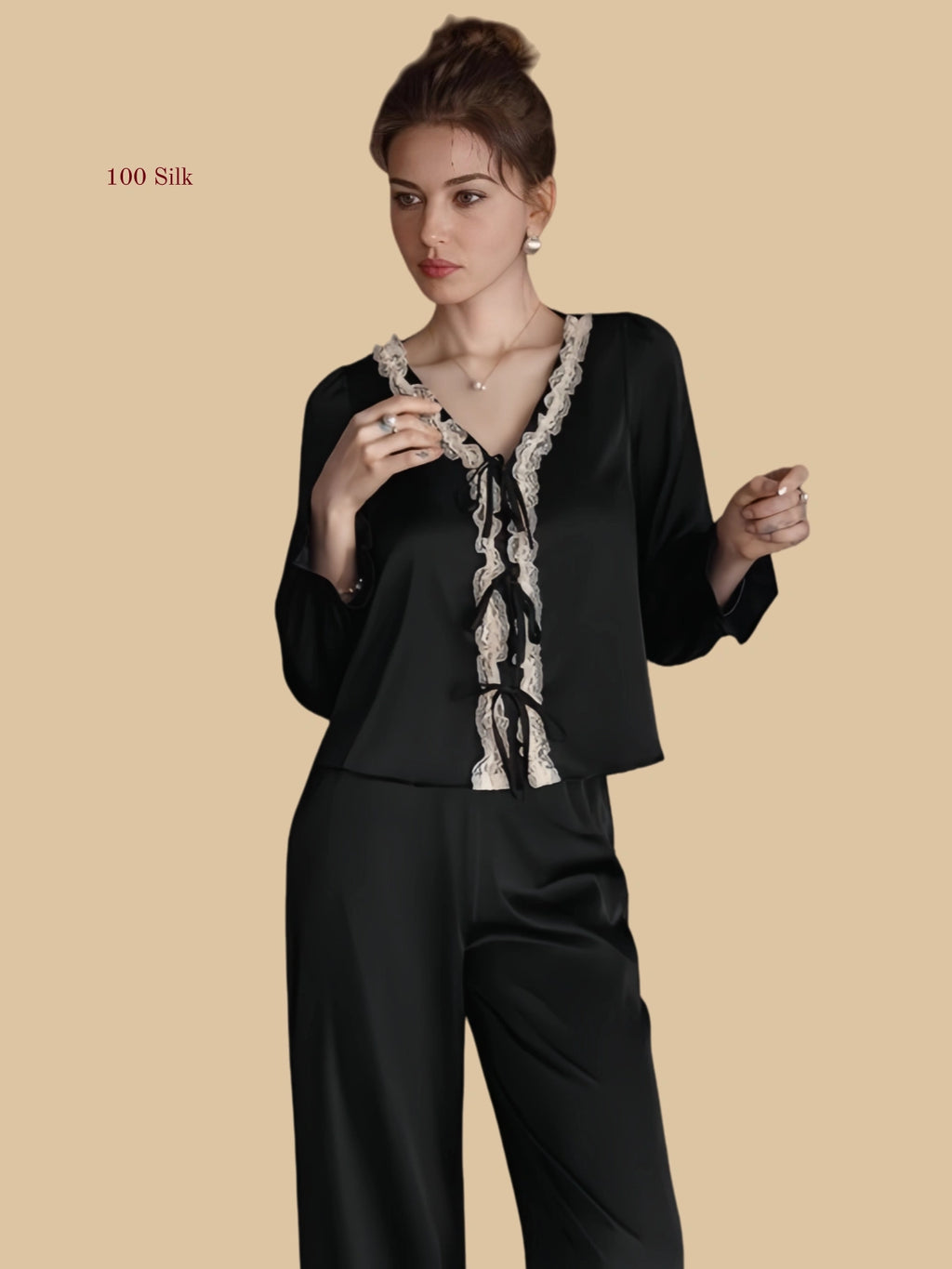 Refined Women's Silk Pajama Sets With Pants - 100% Mulberry Silk Silk Nightgown And Robe Set | Silkgala