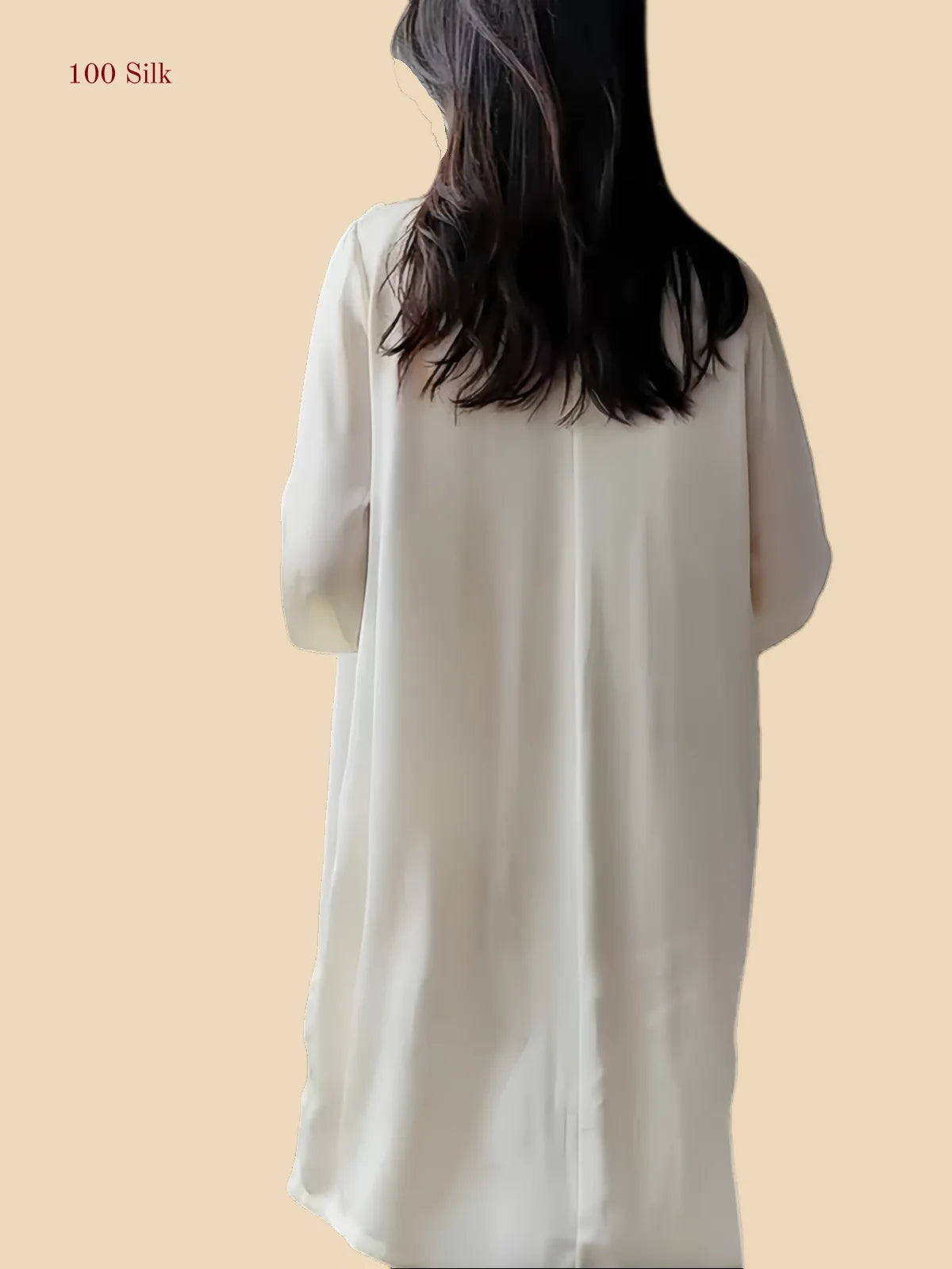 19 Momme Classic Long Sleeve Silk Shirt Nightgown for Women - 100% Mulberry Silk | Silkgala