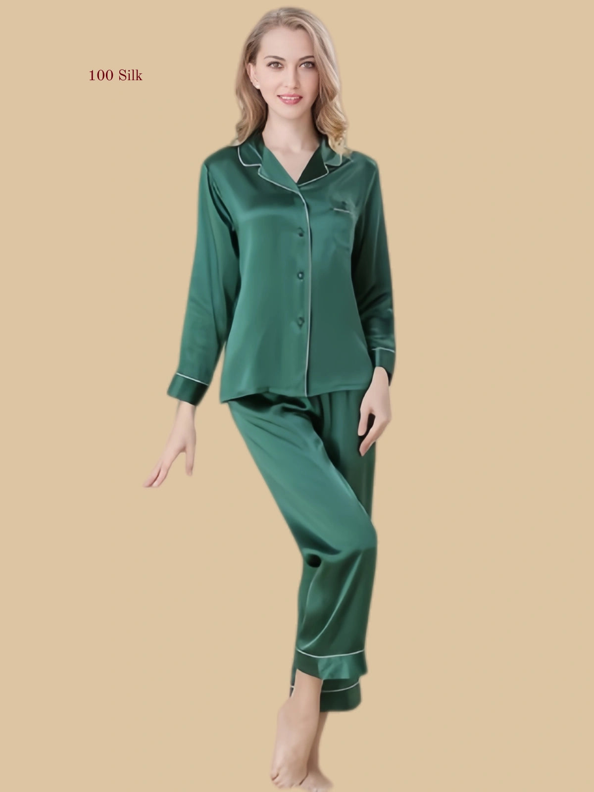 Silk 2-Piece Button Down Pajama Set