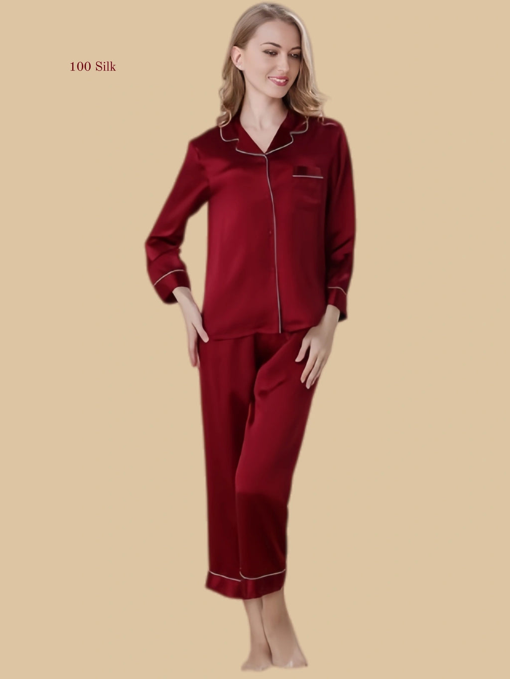 Silk 2-Piece Button Down Pajama Set