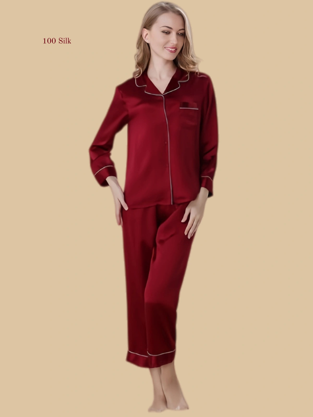 Silk 2-Piece Button Down Pajama Set