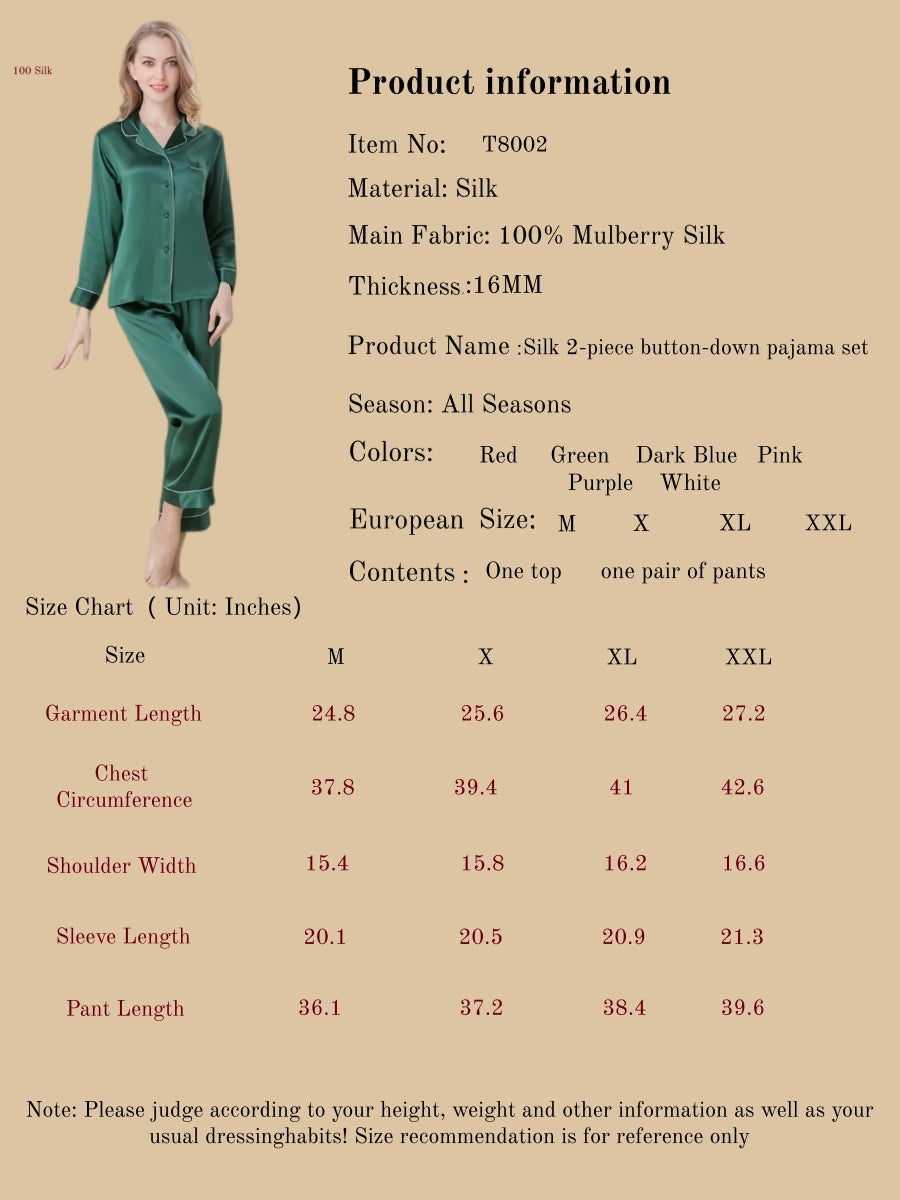 Silk 2-Piece Button Down Pajama Set