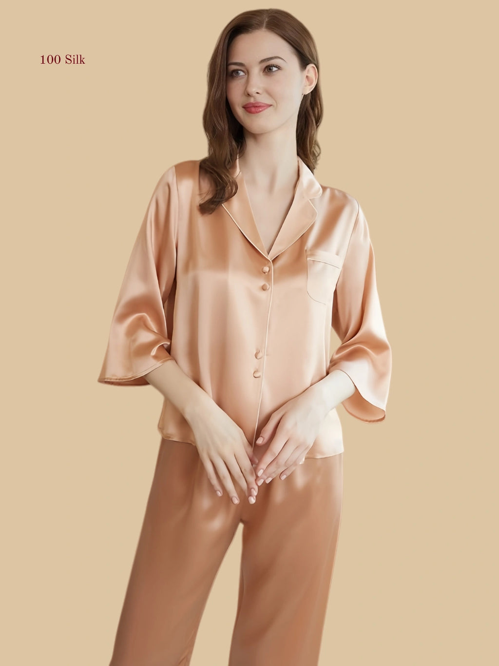 Silk Button up Pajama Set Women's