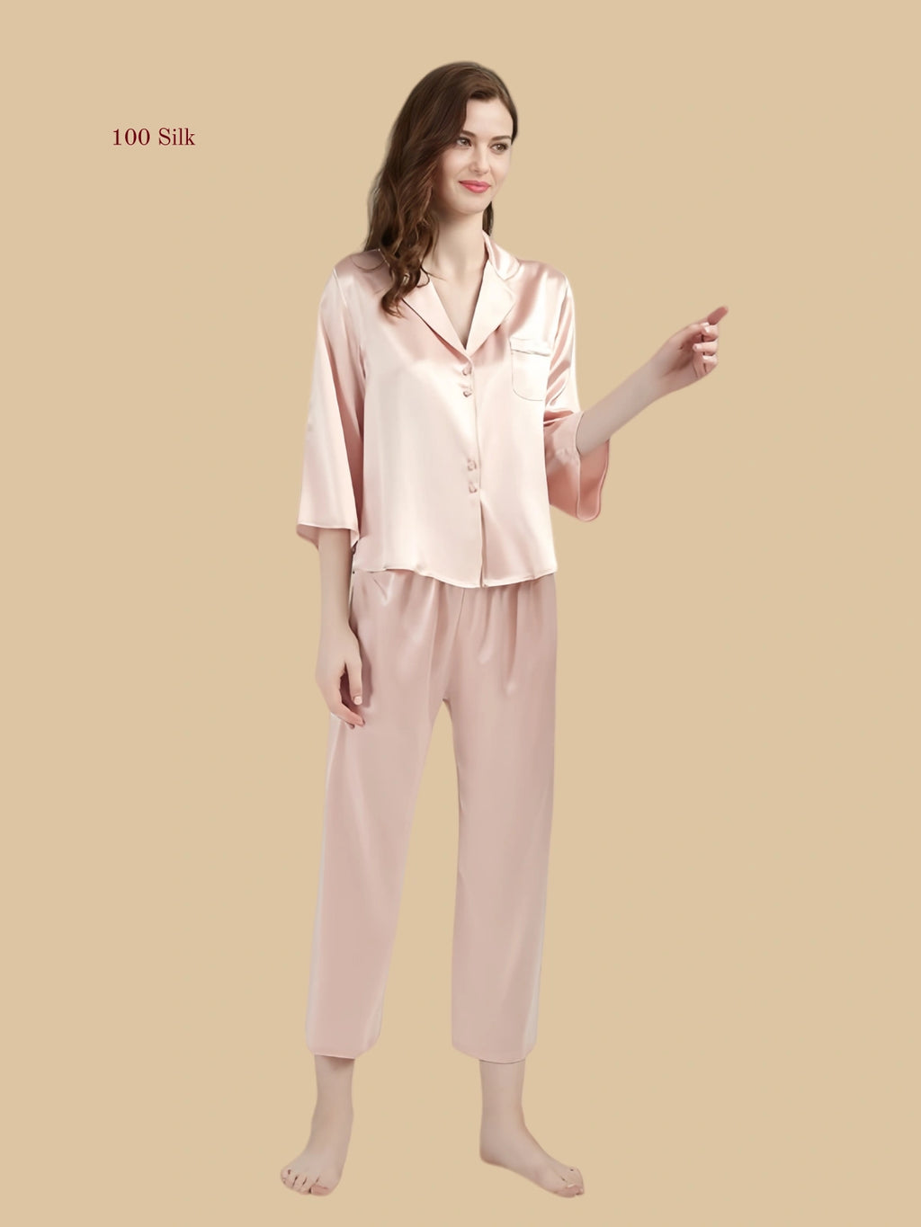 Silk Button up Pajama Set Women's