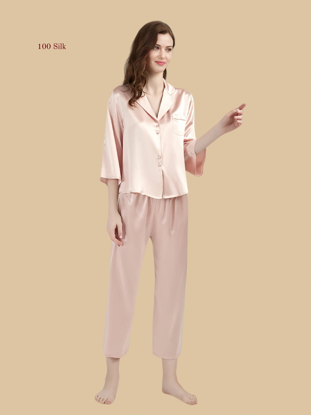 Silk Button up Pajama Set Women's