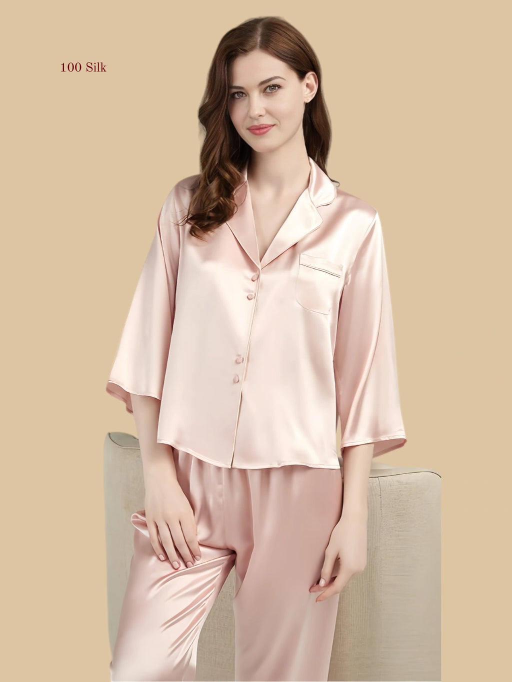 Silk Button up Pajama Set Women's