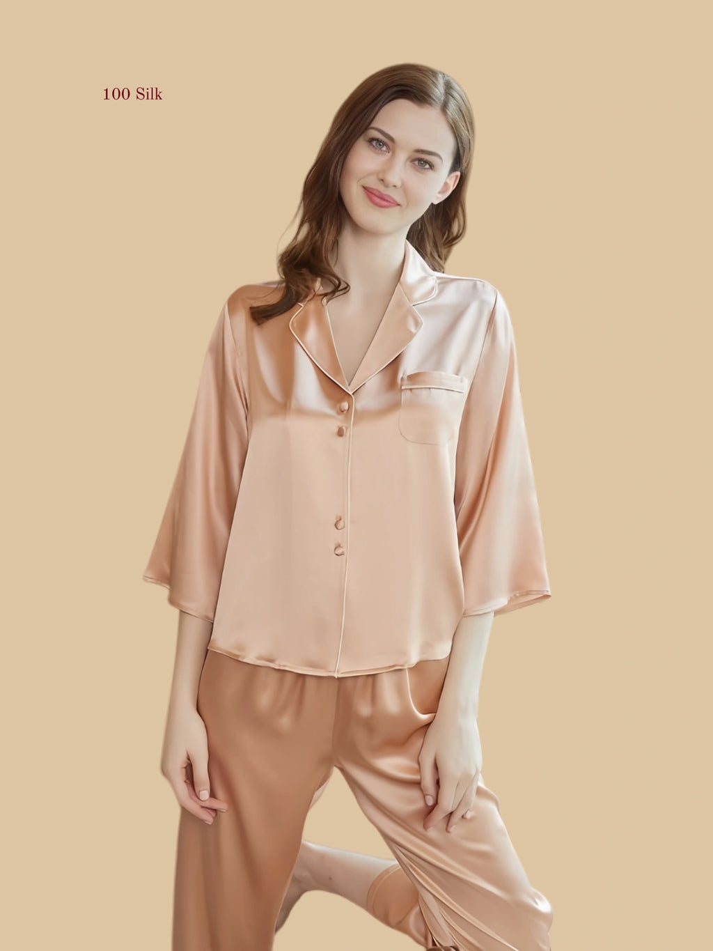 Silk Button up Pajama Set Women's