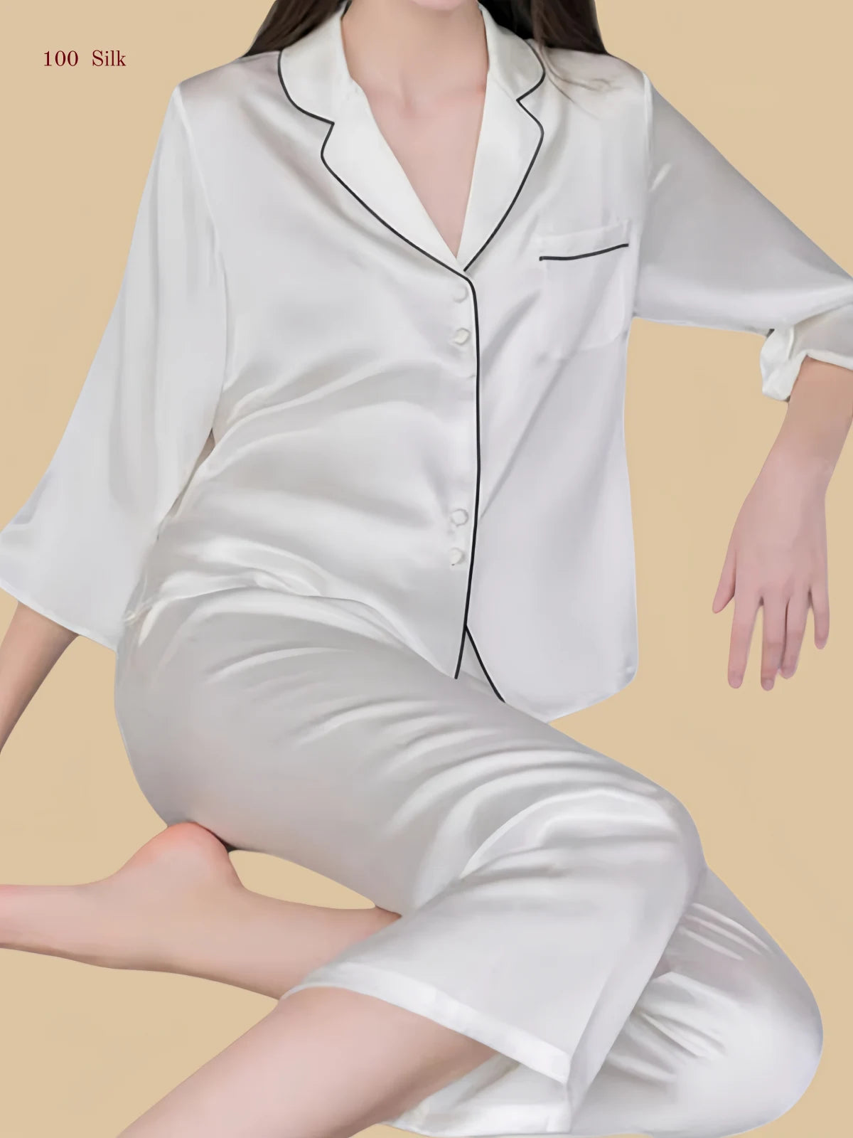 Silk Button up Pajama Set Women's