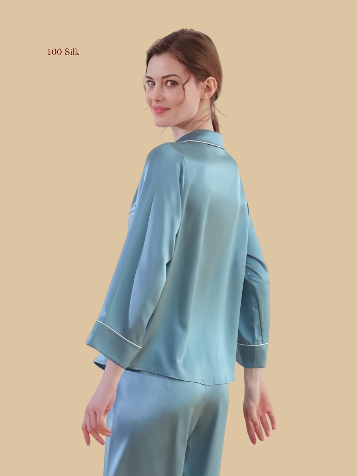 Silk Collared Long Pants Pajama Set