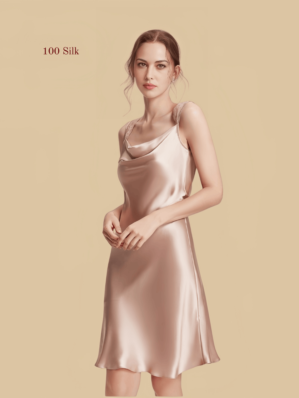 Silk Draped Neck Slip Dress