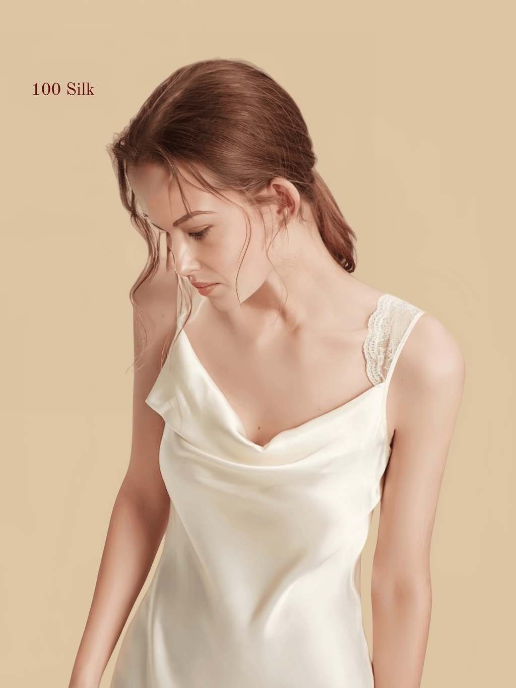 Silk Draped Neck Slip Dress