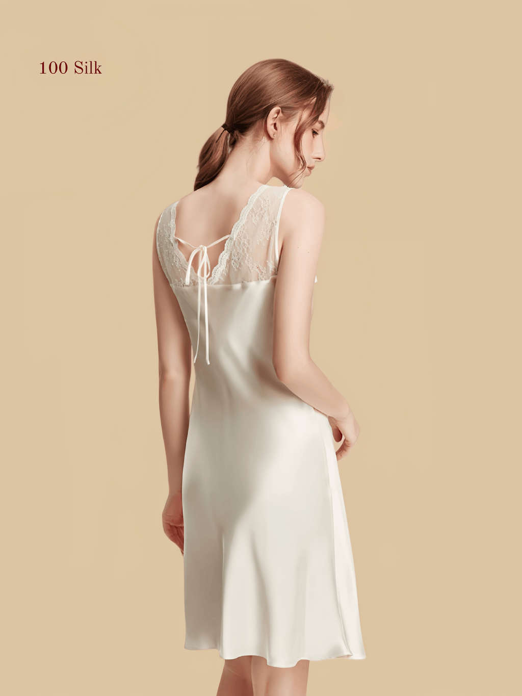 Silk Draped Neck Slip Dress