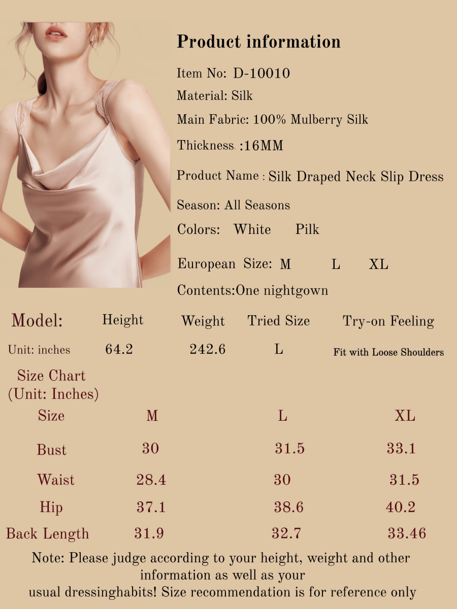 Silk Draped Neck Slip Dress