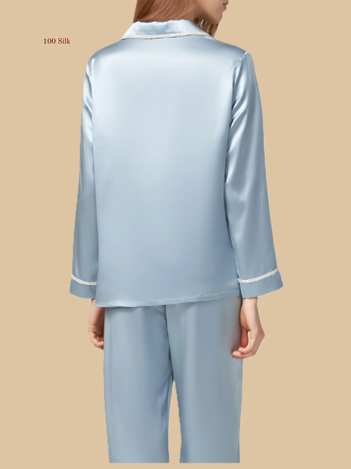 Pajama Back 19mm Scalloped-Trim Pajama Set | Pocket-Edge Detail – Silkgala