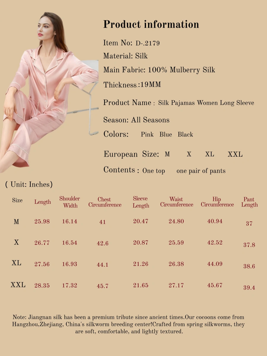 Silk Pajamas Women Long Sleeve