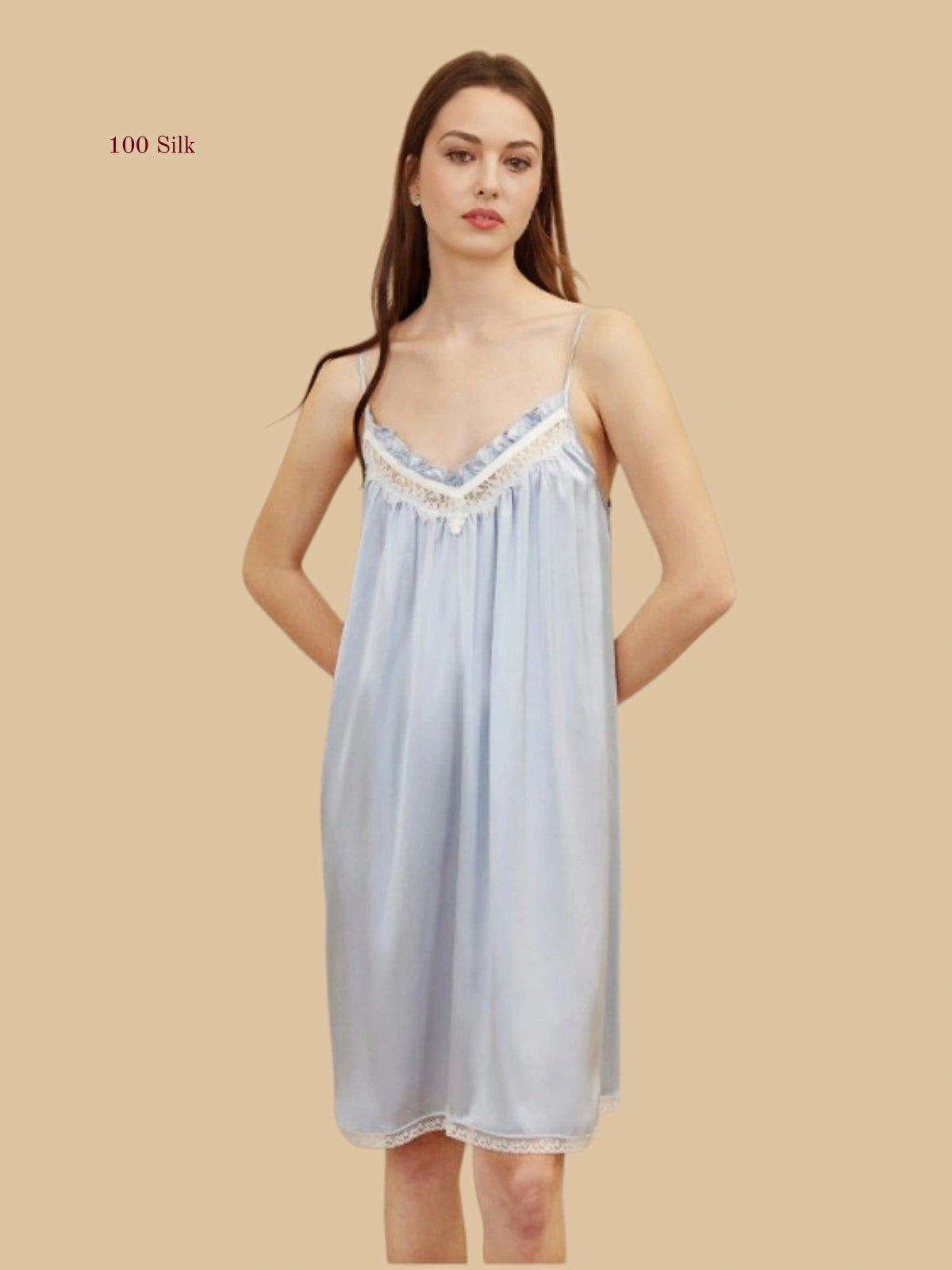 Silk Patchwork V-Neck Nightgown