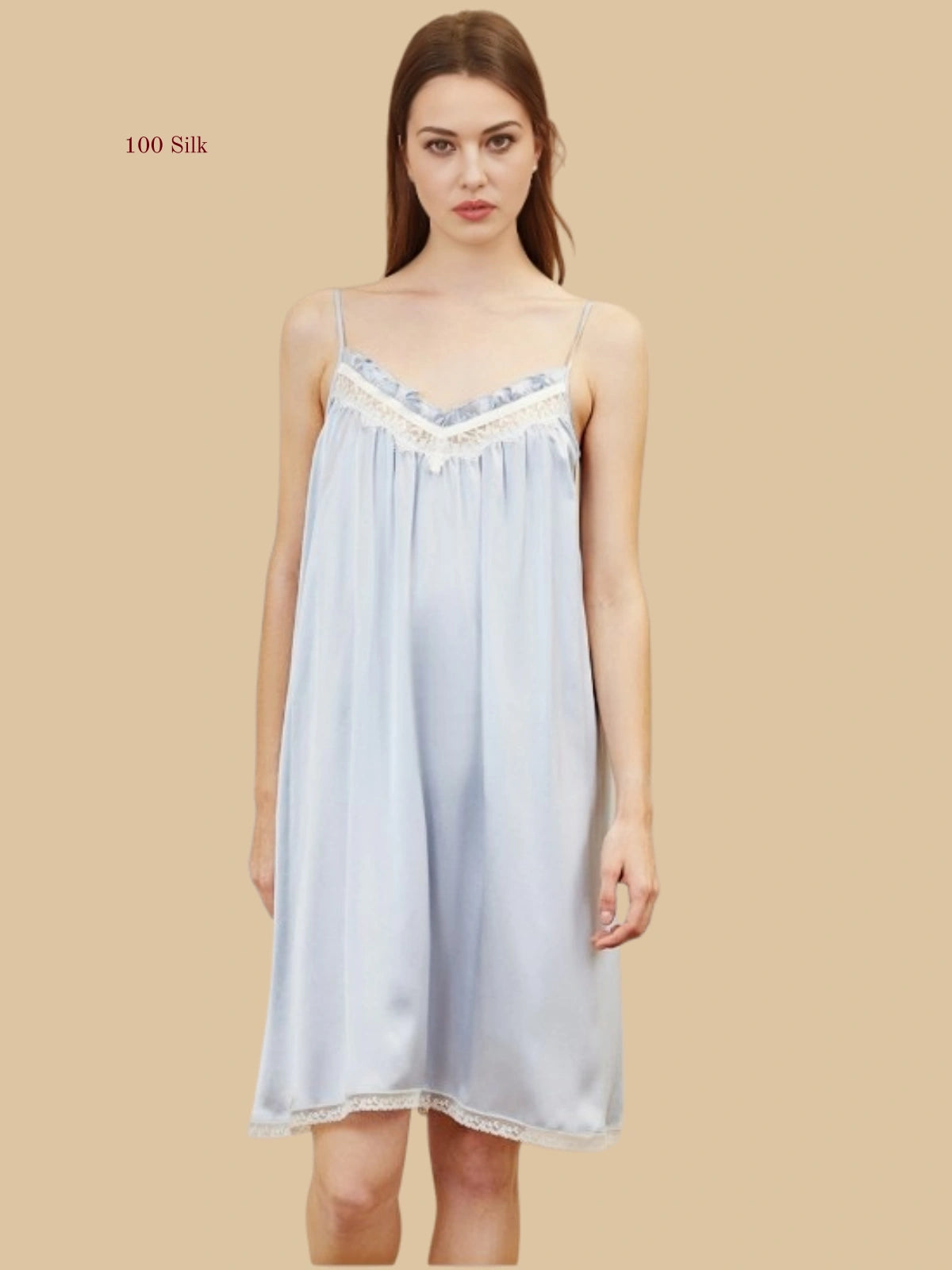 Silk Patchwork V-Neck Nightgown