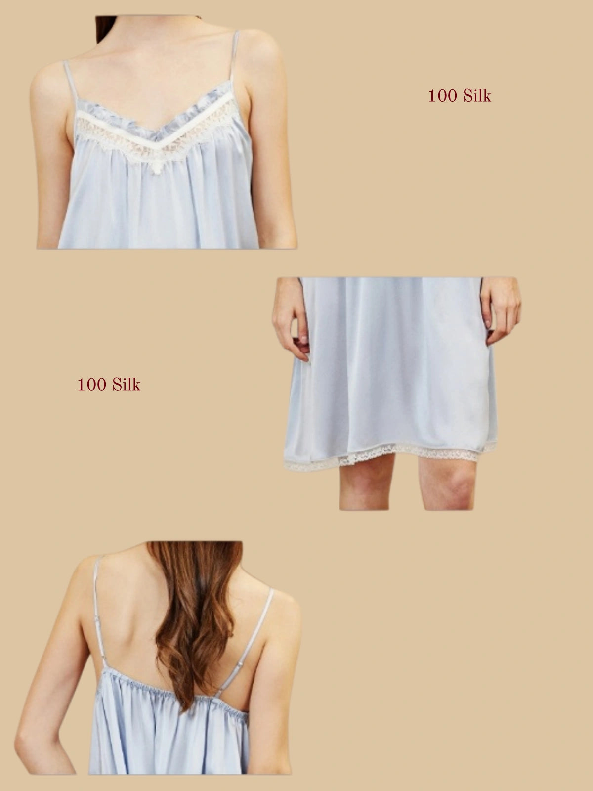 Silk Patchwork V-Neck Nightgown