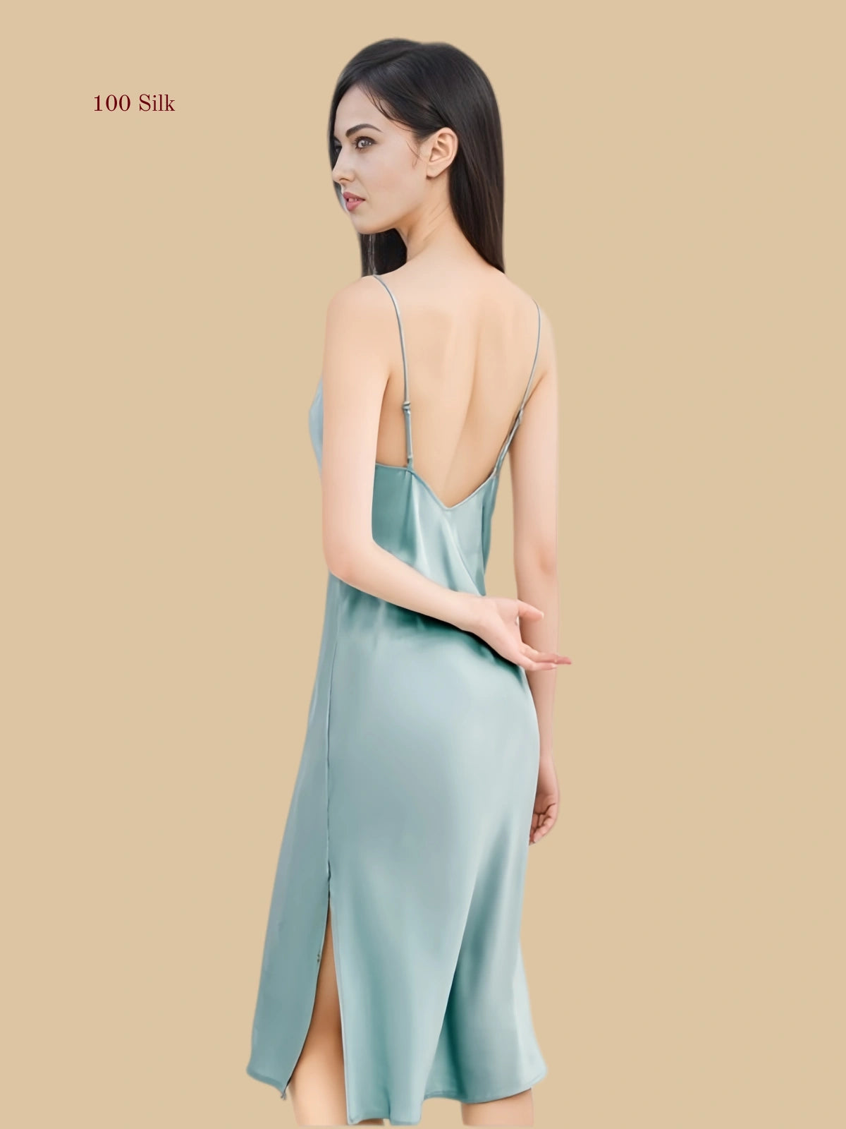 Silk Slit Backless Maxi Dress